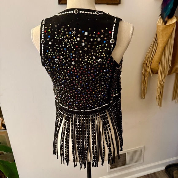 ETRO Suede Fringe Jeweled Biker Vest RARE 40 - Picture 4 of 10